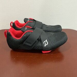 Peloton Altos Cycling Shoes Black Red Preowned Unisex Mens 5.5 Womens 7